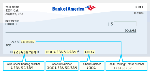 Example of Bank of America Check