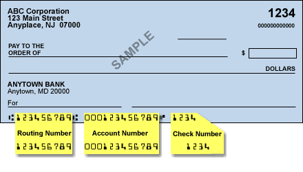 Bank Check Sample