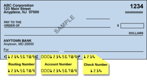 checkbook bank account number