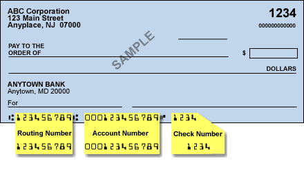 Bank Check Sample